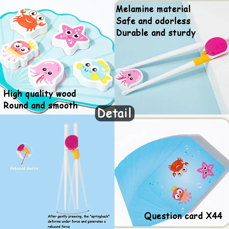 Montessori Todder Toys Simulation Feeding Game Spoon Chopstick Training Toys Kids Role Play Game Fine Motor Educational Toys