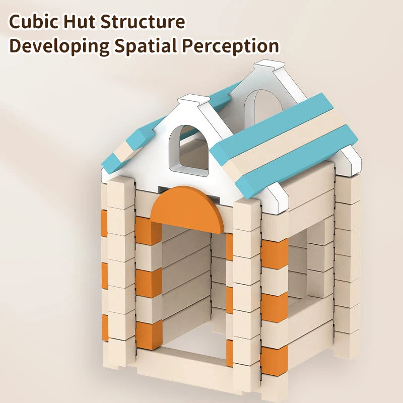 Children architecture building blocks toys city shop model building blocks diy handwork toys kids give play for creativity toys