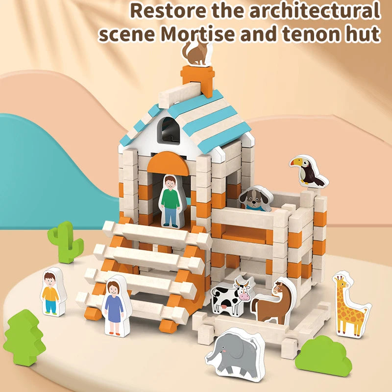 Children architecture building blocks toys city shop model building blocks diy handwork toys kids give play for creativity toys