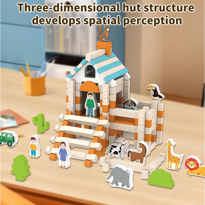 Children architecture building blocks toys city shop model building blocks diy handwork toys kids give play for creativity toys